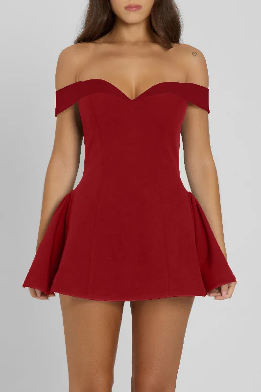 Daily Deals Raquel Babydoll Corset Mini Dress - Red