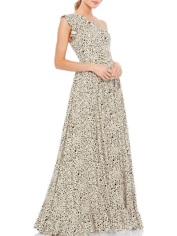 Don't Wait Womens Animal Print Maxi Evening Dress