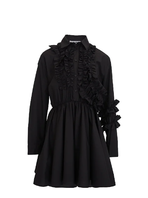 Low Prices Ruffles Detail Long Sleeves Dress