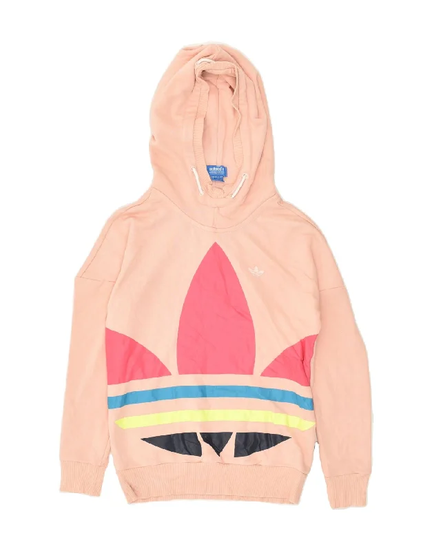 Instant Discount ADIDAS Womens Graphic Hoodie Jumper UK 4 XS Pink Cotton