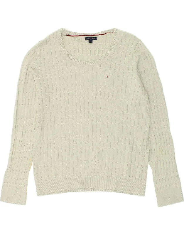 Flash Deals TOMMY HILFIGER Womens Boat Neck Jumper Sweater UK 14 Medium Grey