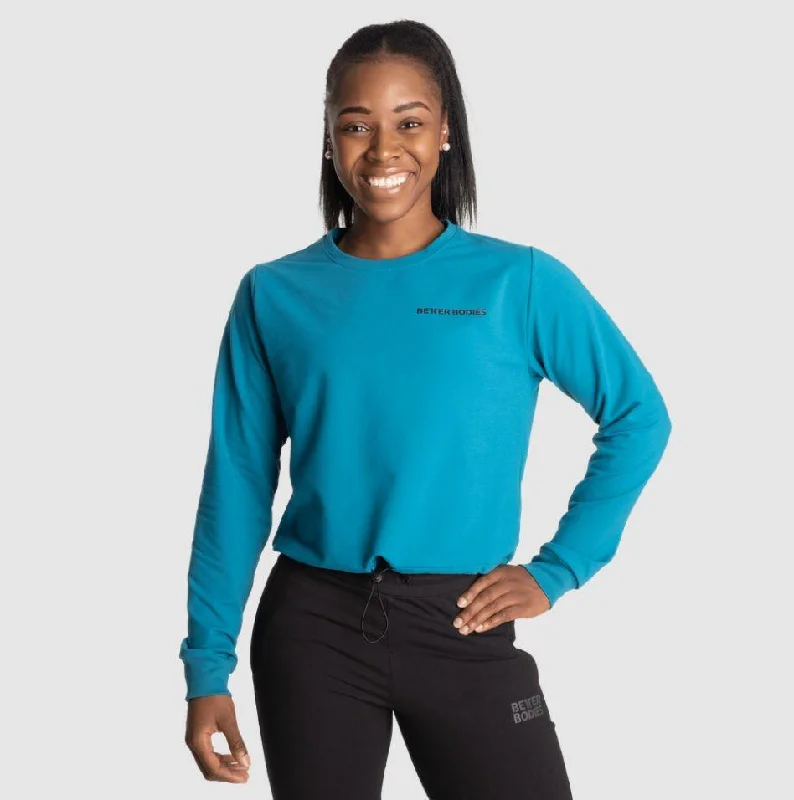 Super Sale Better Bodies Empire Cropped Crew - Dark Turquoise