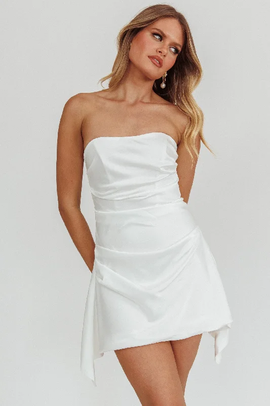 Super Deal Toni Strapless Ruched Mini Dress White