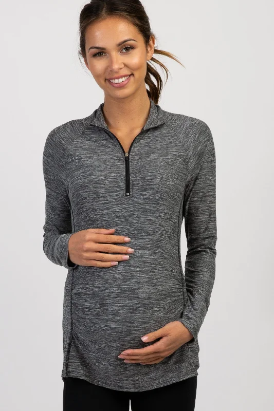 Limited Stock Charcoal Long Sleeve Ruched Maternity Active Top