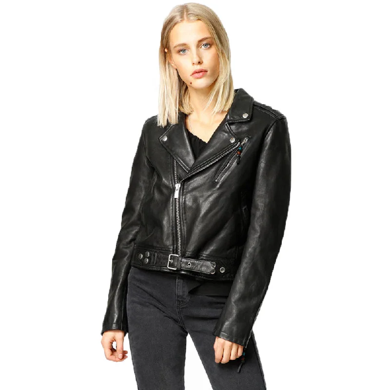 Extra Savings BLK DNM Women's Black Leather Jacket 1 #WKL201 $995 NWT