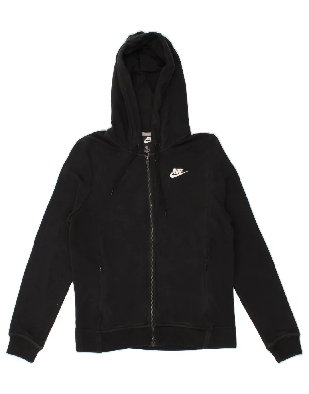 Special Price NIKE Womens Zip Hoodie Sweater UK 10 Small Black Cotton