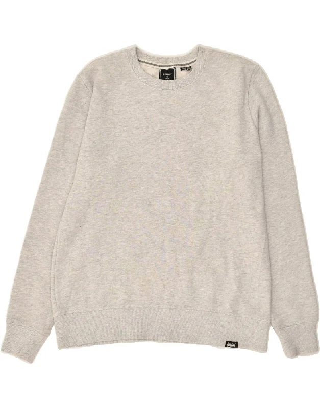 Midnight Madness SUPERDRY Womens Sweatshirt Jumper UK 12 Medium  Grey Cotton