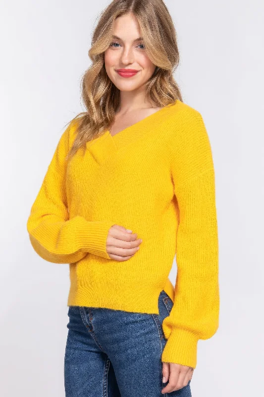 Customer Appreciation Sale Long Slv Double V-neck Sweater
