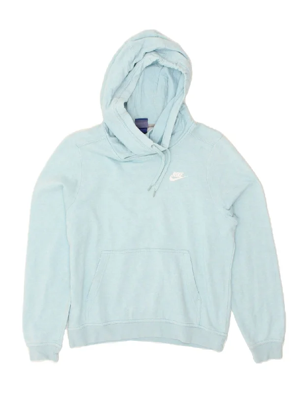 Price Cut NIKE Womens Graphic Hoodie Jumper UK 10 Small Blue Cotton