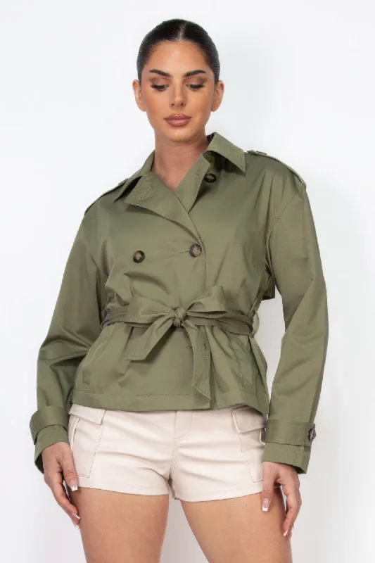 Savings Event Double-breasted Waist-tie Trench Coat