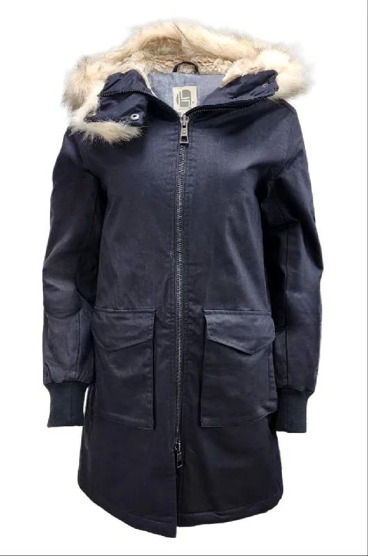 Great Bargains HoodLamb Women's Black Long Natural Hemp Hooded Parka 420 NWT