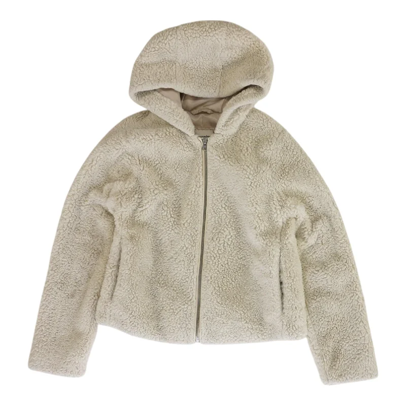 Online Only White Solid Fur Jacket