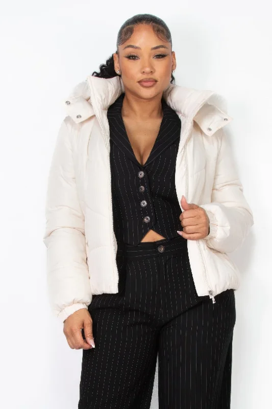 TIME-Limited Offer Insulated Zip-up Faux Fur Hooded Jacket