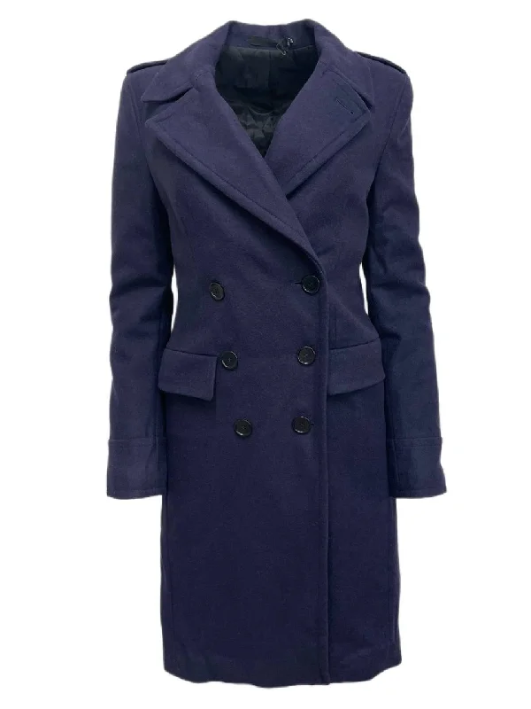 Year-End Sale BLK DNM Women's Navy Blue Wool Blend Coat 10 #WUW12101 Size Small NWT