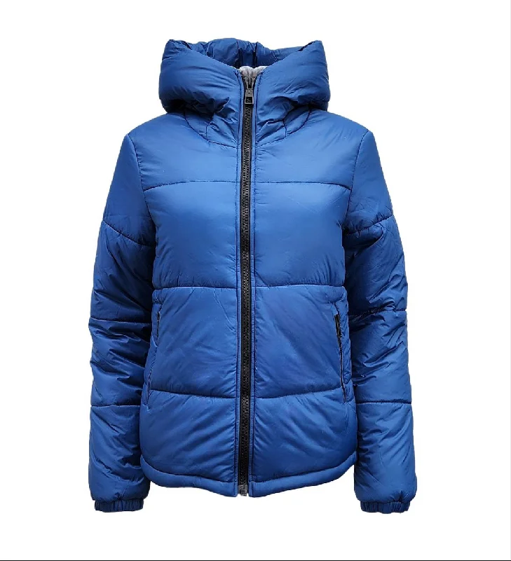 Today’s Special HoodLamb Women's Navy High Collar Hemp Recycled Puffer 420 NWT