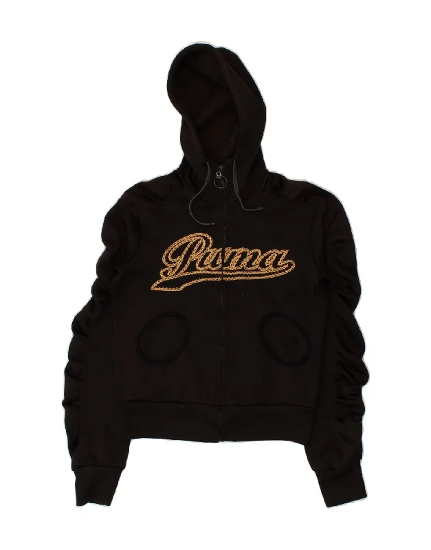 One-DAY Sale PUMA Womens Graphic Zip Hoodie Sweater UK 8 Small Black