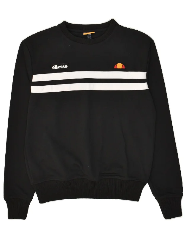 Exclusive Access ELLESSE Womens Graphic Sweatshirt Jumper UK 8 Small Black Striped Cotton Exclusive Access ELLESSE Womens Graphic Sweatshirt Jumper UK 8 Small Black Striped Cotton