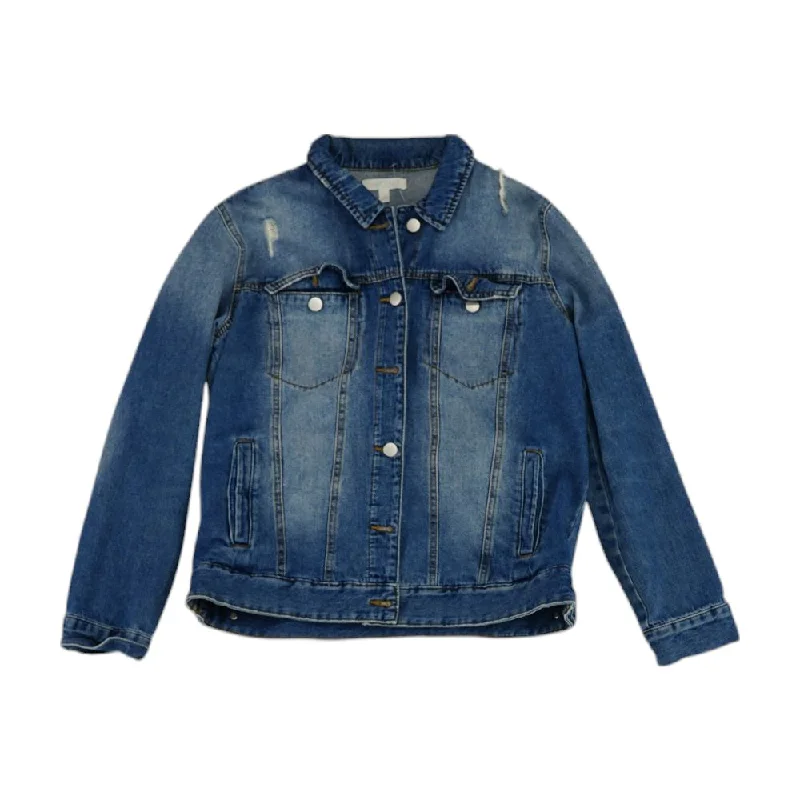 Blowout Sale Blue Solid Denim Jacket