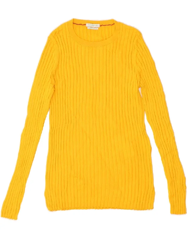 Can't Miss BENETTON Womens Crew Neck Jumper Sweater UK 4 XS Yellow Viscose