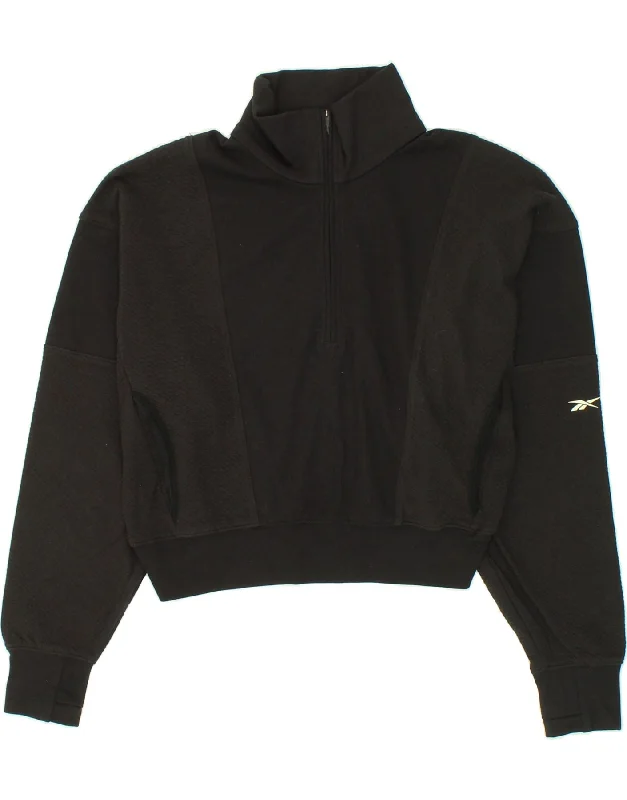 Savings Galore REEBOK Womens Oversized Zip Neck Sweatshirt Jumper UK 8/10 Small Black Savings Galore REEBOK Womens Oversized Zip Neck Sweatshirt Jumper UK 8/10 Small Black