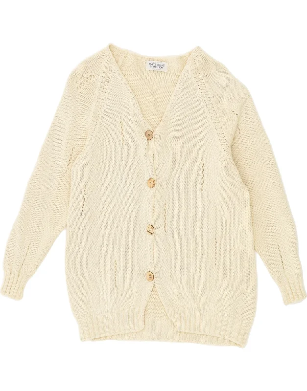 Overstock BENETTON Womens Cardigan Sweater UK 10 Small Beige Cotton