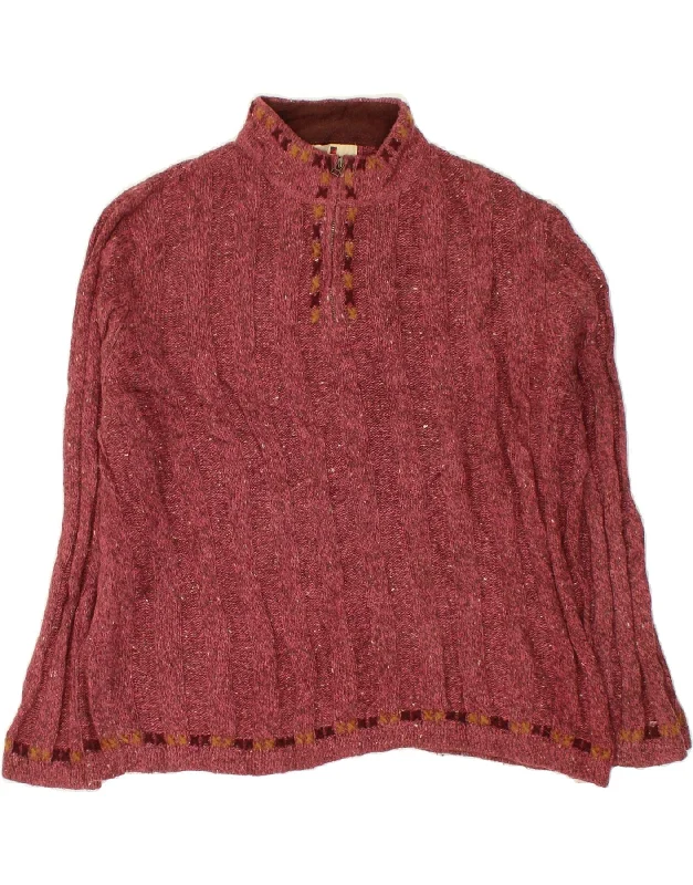 Online Specials WOOLRICH Womens Zip Neck Jumper Sweater UK 18 XL Maroon Ramie