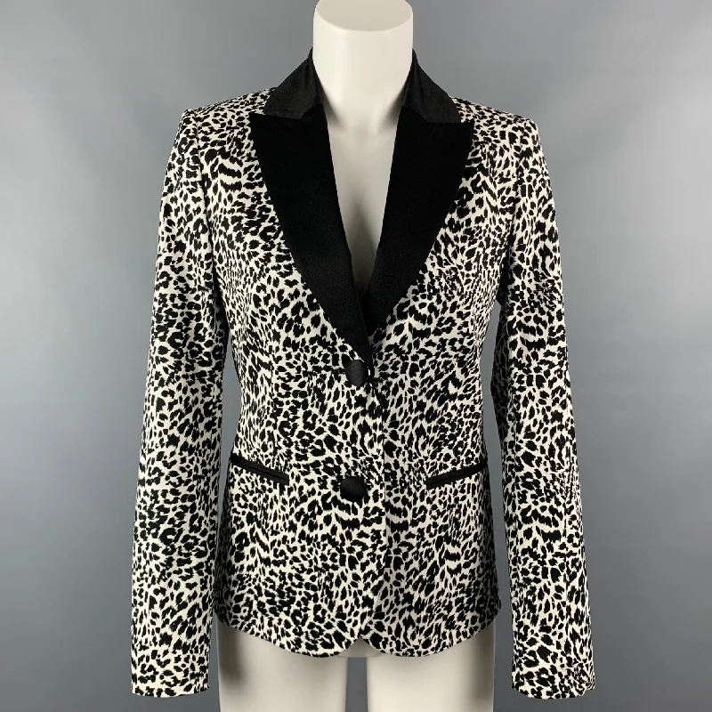 Deal Frenzy LOVE MOSCHINO Size 6 Black & White Print Cotton Jacket