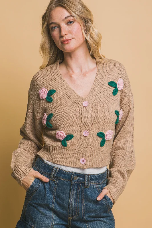 Final Clearance Mid cropped flower cardigan