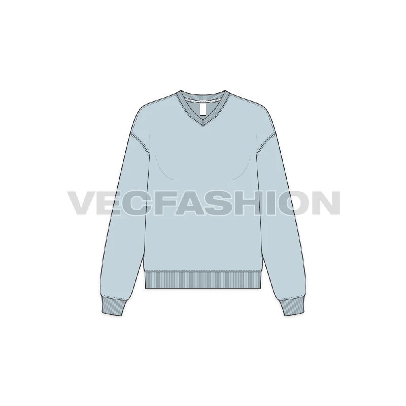 Savings Spectacular Women's V-neck Drop Shoulder Sweatshirt