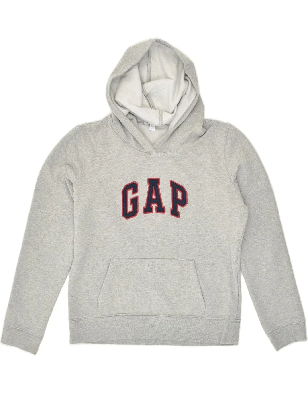 Last Chance GAP Womens Graphic Hoodie Jumper UK 14 Medium Grey Cotton