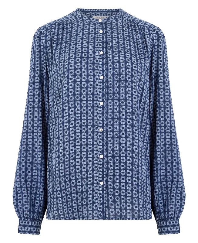 Markdowns Tangier Tile Blouse - Summer Navy Lake Blue