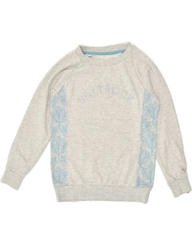 Special Offer SALTROCK Womens Graphic Sweatshirt Jumper UK 8 Small Grey Flecked Cotton