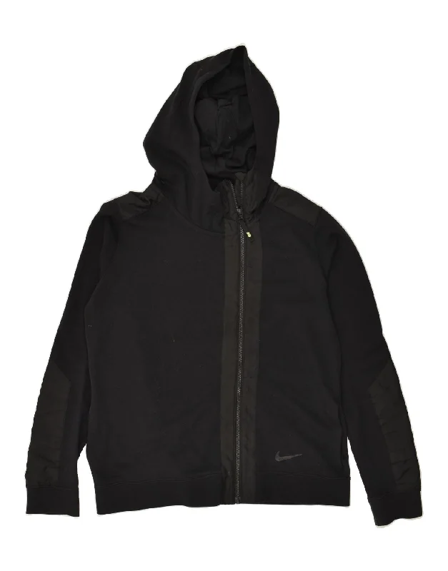 Super Bargain NIKE Womens Zip Hoodie Sweater UK 16 Large Black Cotton