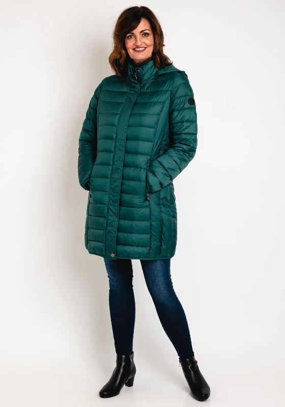 Early Access Frandsen Long Quilted Coat, Pine Green