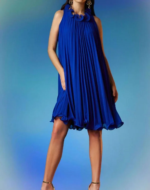 Factory Direct Sale Pleated Cocktail Dress In Royal Sapphire