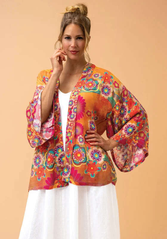 Bonus Savings Powder Golden Cranes Kimono Jacket, Mustard