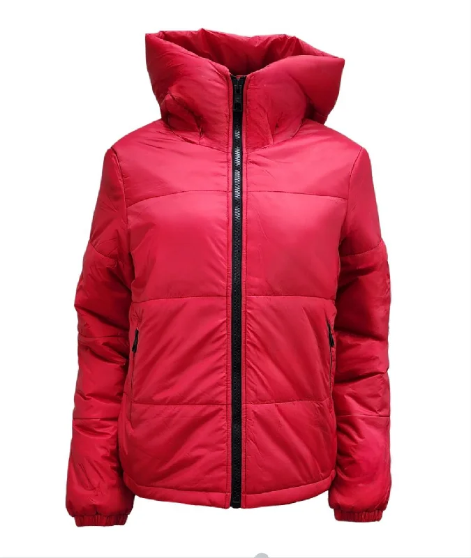 Limited Edition HoodLamb Women's Red High Collar Hemp Recycled Puffer 420 NWT