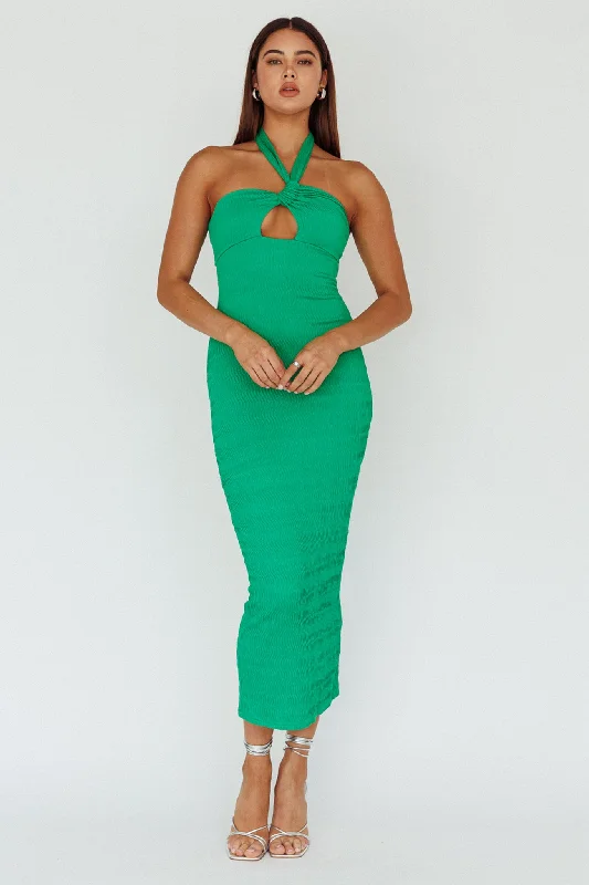 Online Exclusive Mari Halterneck Midi Dress Green