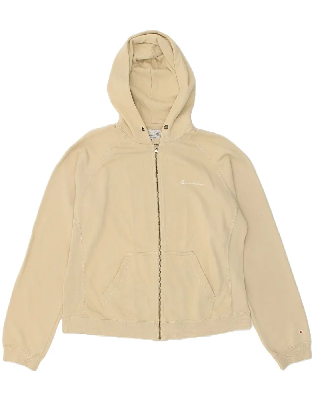 Today's Special CHAMPION Womens Zip Hoodie Sweater UK 14 Medium Beige