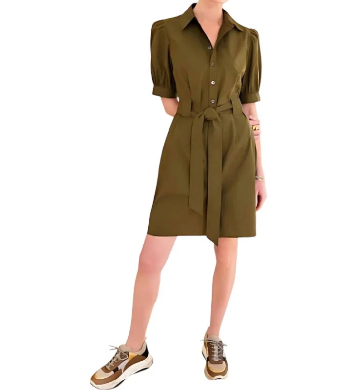 Massive Deals Piper Belted Weathercloth Shirtdress In Olive