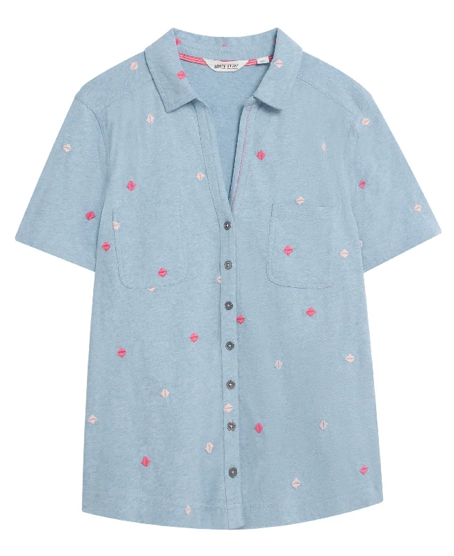 Now or Never Penny Pocket Embroidered Shirt - Blue Multi