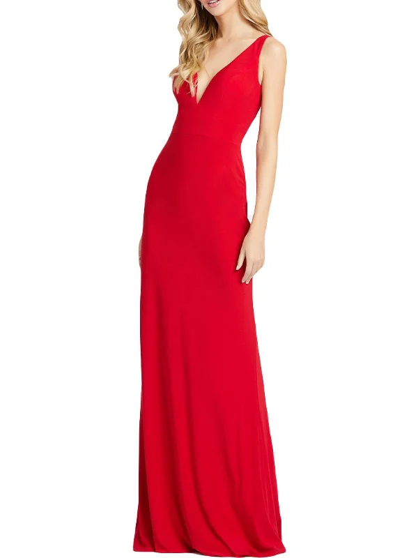 Epic Deals Womens Plunging Sleeveless Evening Dress