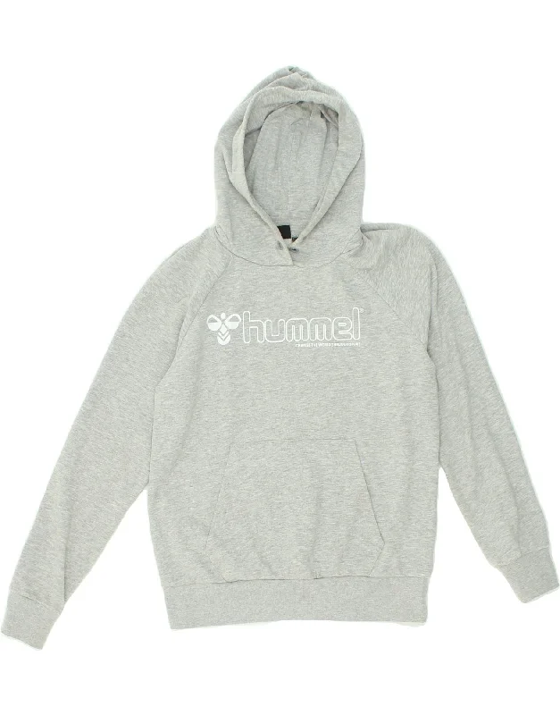 Best Deals HUMMEL Womens Oversized Graphic Hoodie Jumper UK 10 Small Grey Cotton