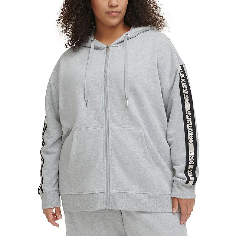 Massive Deals Plus Womens Fleece Striped Zip Hoodie