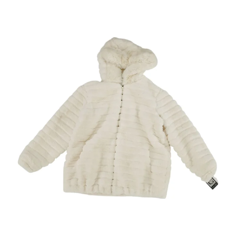 Daily Deals White Solid Faux Fur Coat