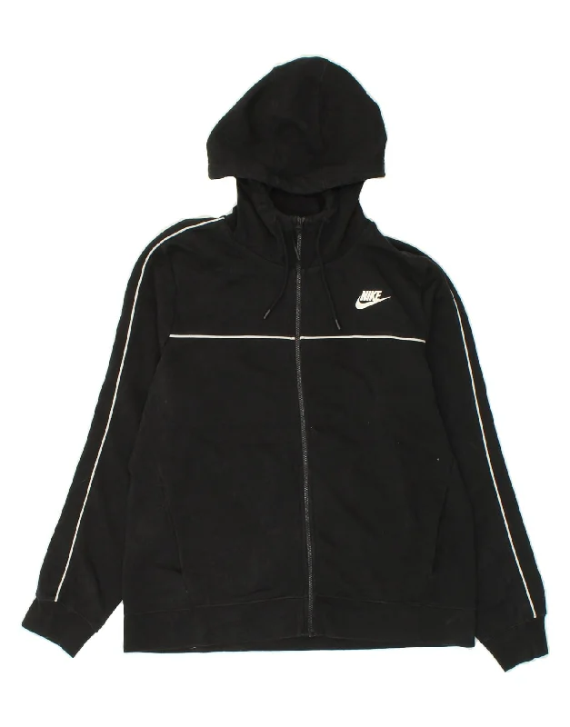 Weekend Flash Sale NIKE Womens Zip Hoodie Sweater UK 16 Large Black Cotton