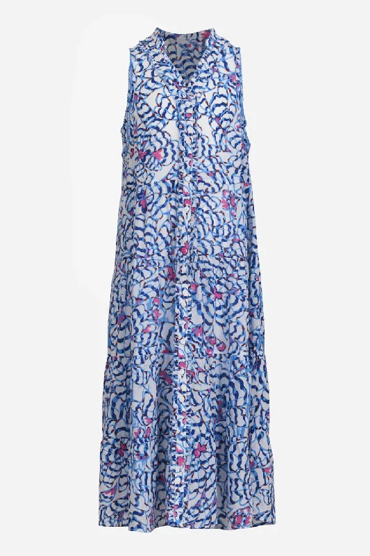 Final Clearance Kids Long Dress Nana - Blue Wings Flower