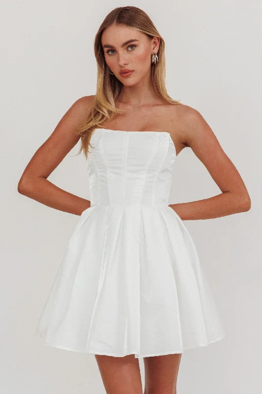 Best Bargains Loveless Strapless Flared Mini Dress Off White