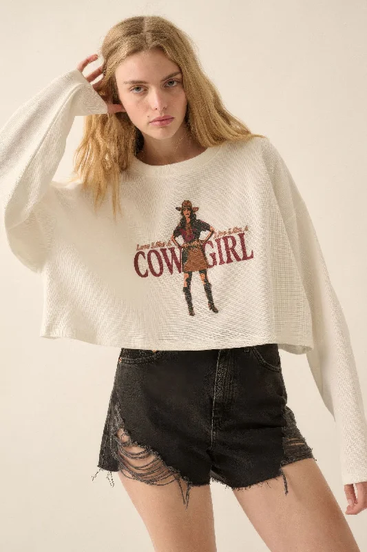 Bonus Savings Love like a cowgirl thermal graphic sweatshirt