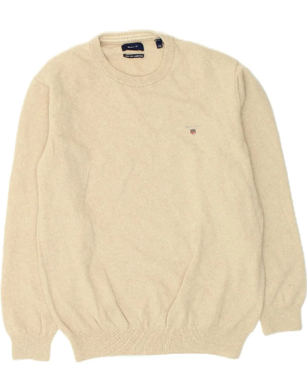 Buy Now GANT Womens Crew Neck Jumper Sweater UK 20 2XL Beige Wool